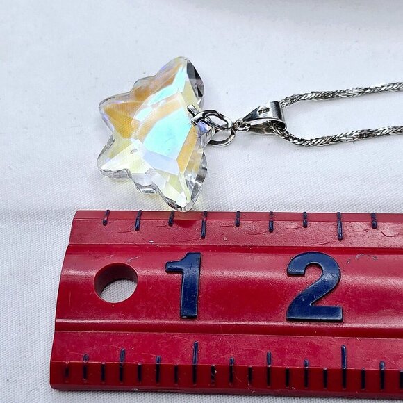 Dazzling 925 Sterling Silver Butterfly Crystal Aurora Borealis Necklace - Picture 11 of 14